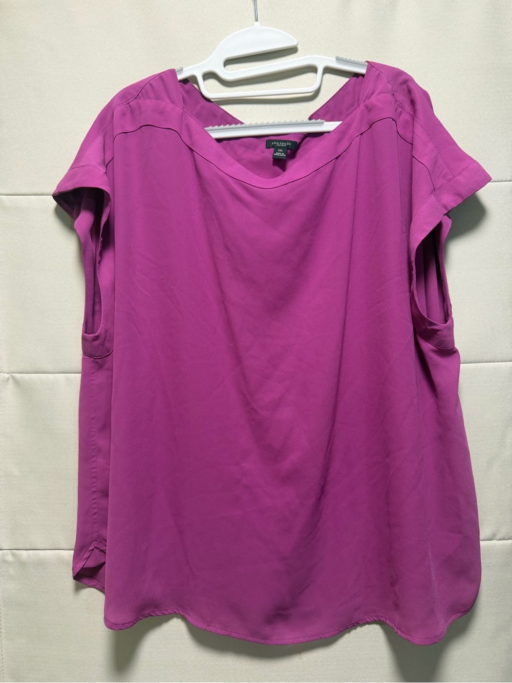 Ann Taylor Factory Magenta Blouse XXL Short Sleeve Office Top